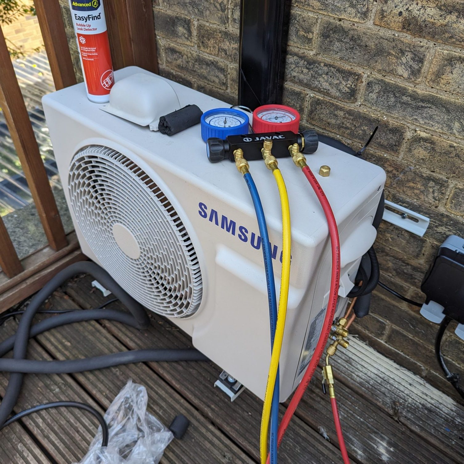 Samsung air conditioner unit being installed